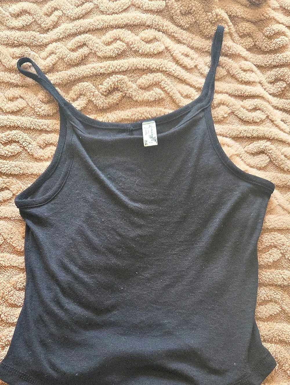 Free People Square One Seamless Cami Black Tank Top Medium